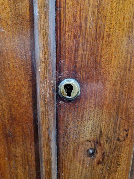 19th century mahogany linen press, the two-door cupboard opening to reveal three later shelves, - Image 11 of 46