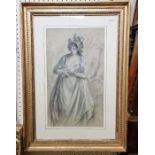 Late 19th/early 20th century school Charcoal/pastel Study of a woman holding a dove, unsigned,