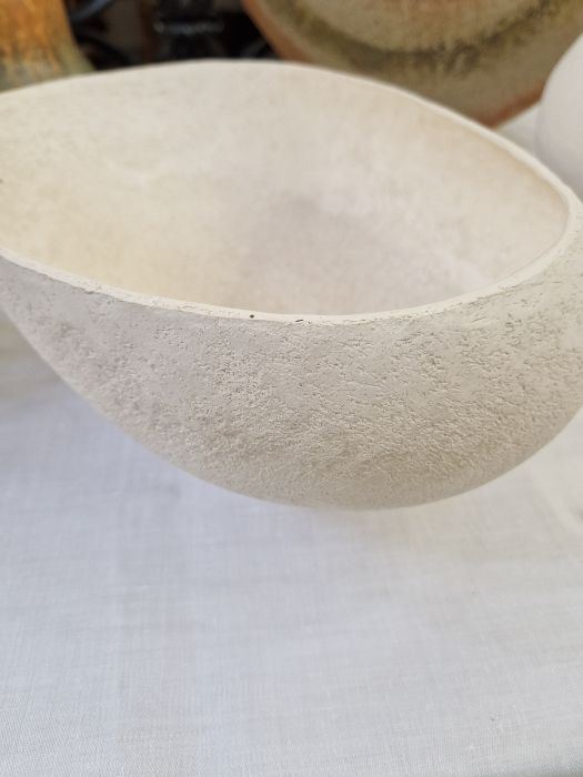 Betty Blandino (1927-2011) Hand built white stoneware vessel of asymmetrical form with textured - Image 7 of 14
