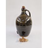 Ray Finch (1914-2012) for Winchcombe Pottery, cider flagon with tap in tenmoku glaze, height 38cm