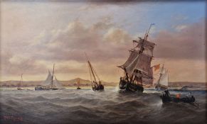Robert Moore (1905-1963) Oil on panel Pair of marine paintings depicting coastal scenes with