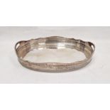 Silver-plated two-handled oval tray with pierced sides, 52cm x 36cm