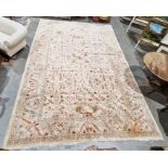 Large cream ground carpet with interwoven floral field, multiple floral borders 490cm x 330cm