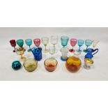 Group of 19th/early 20th century coloured glassware including a Regency amber tinted finger bowl,