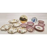 Haviland Limoges set of five porcelain dessert dishes viz:- two pairs leaf-pattern dishes and a