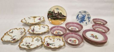 Haviland Limoges set of five porcelain dessert dishes viz:- two pairs leaf-pattern dishes and a