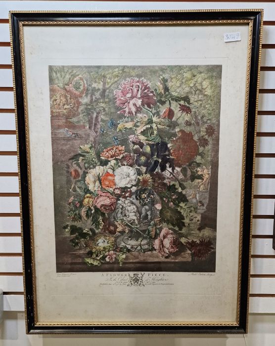 Richard Earlom (1743-1822) after Jan Van Huysum (1682-1749) Hand-coloured mezzotint "A Flower - Image 2 of 3