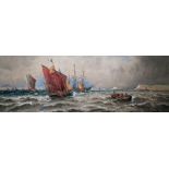 Thomas Bush Hardy RA RBA (1842-1897) Watercolour Two marine scenes, sailing vessels off quayside