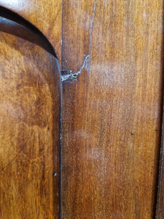 19th century mahogany linen press, the two-door cupboard opening to reveal three later shelves, - Image 7 of 46