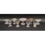 Collection of late 18th to early 20th century cut and press moulded glass salts including a
