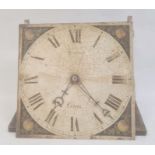 30-hour longcase movement as a bracket clock, a painted 11" square dial decorated with fruit and