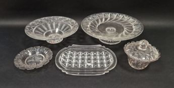 Group of cut glassware including: two Stuart & Sons footed cut-glass bowls/stands in sizes, circa