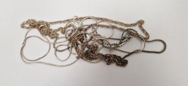 Three silver chain necklaces and one silver-coloured chain necklace, approximately 18.5g