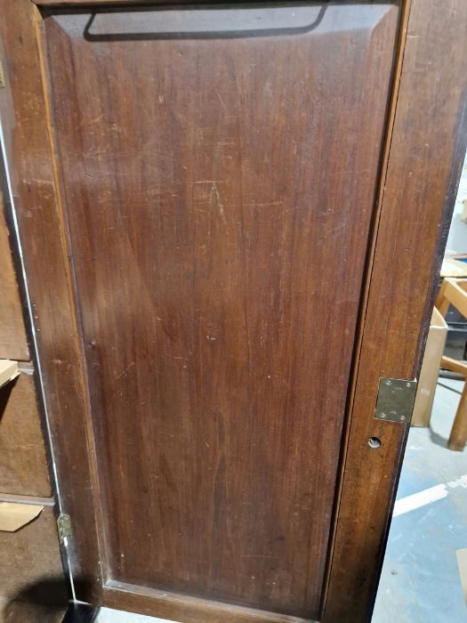 19th century mahogany linen press, the two-door cupboard opening to reveal three later shelves, - Image 37 of 46