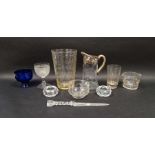 Collection of 19th century and early 20th century glassware including a pair of diamond cut salts, a