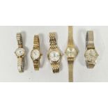 Selection of ladies wristwatches, comprising four Sekondas and one Seiko (5)