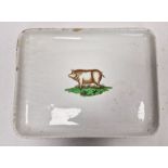 Parnall & Sons rectangular ceramic tray printed with a vignette of a pig, early 20th century,