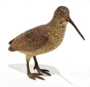 Austrian cold painted bronze snipe, 14cm high x 18cm wide