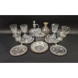 Group of cut and engraved 19th and early 20th century glassware including a Regency barrel-shaped