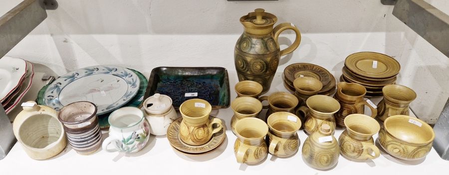 Pru Green for Alvingham Pottery coffee/tea set to include coffee pot, ten cups and saucers, creamer,