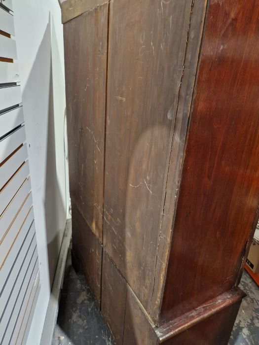 19th century mahogany linen press, the two-door cupboard opening to reveal three later shelves, - Image 46 of 46