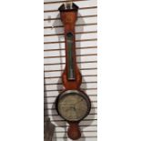 Georgian mahogany wall barometer by Broggi of Chelmsford, decorated with inlaid marquetry shell