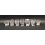 Collection of engraved glass tumblers, mid 18th century and later, including a Bohemian example