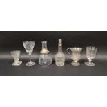 Collection of cut and engraved late 18th and early 19th century glass including a conical rummer