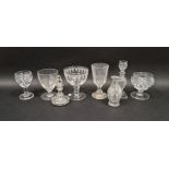 Group of 19th century cut and engraved glassware including two Regency-style cut glass bottles, a