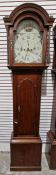 Early 18th century mahogany eight-day longcase clock, the painted arched dial signed 'Slack