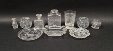Collection of assorted 19th century cut glassware including a beaker, a tea caddy, a perfume