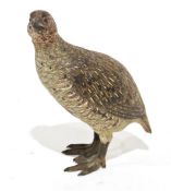 Austrian cold painted bronze partridge, 14cm high x 9cm wide