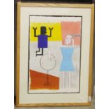 Mel  Watercolour  Bar interior with figures in the modern style, signed and dated 99 lower left