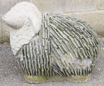 Large composite stone garden model of a sheep