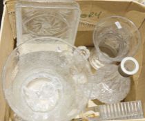 Quantity of glassware to include set of eight cut glass wines, a cut glass decanter, a glass ice