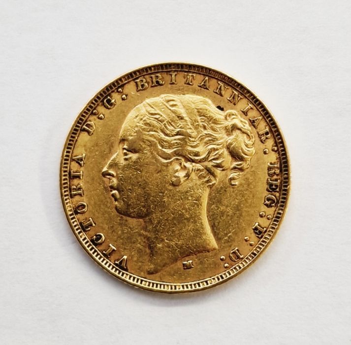 Victoria (1837-1901), Australia Sovereign 1879 Melbourne, Young head facing left, letter M below - Image 2 of 4