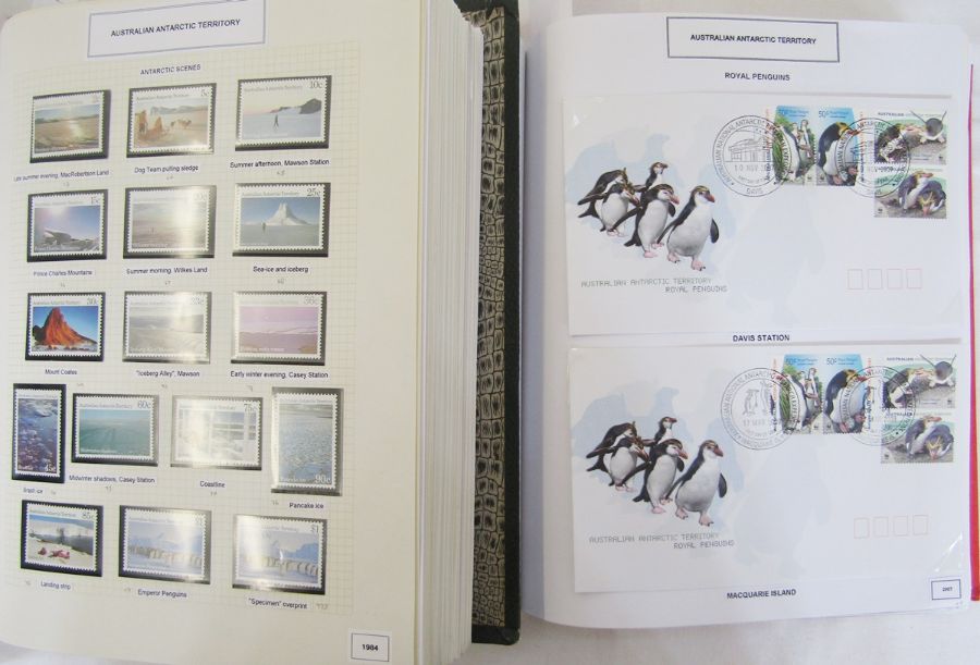 Australian Antarctic Territory: box of 4 large albums with mint/used definitives and commemoratives;