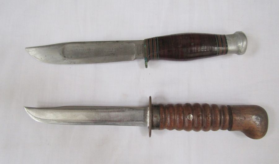 Two vintage hunting knives with leather sheaths (one made by Christopher Johnson of Sheffield) - Image 4 of 6