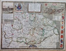 Map - Saxton, Christopher augmented by Speede, John - Norfolk - c. 1627, with a plan of Norwich.
