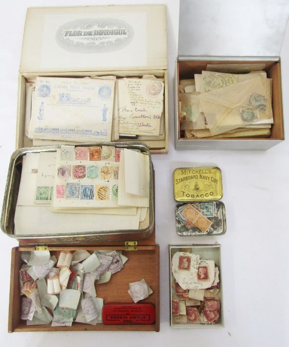 GB and World: large box of some 14 cartons/tins of mainly mid-19th to mid-20th C used definitives, - Image 4 of 4