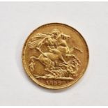 Victoria (1837-1901), Australian Sovereign 1899, veiled head facing left,  St George and the Dragon,