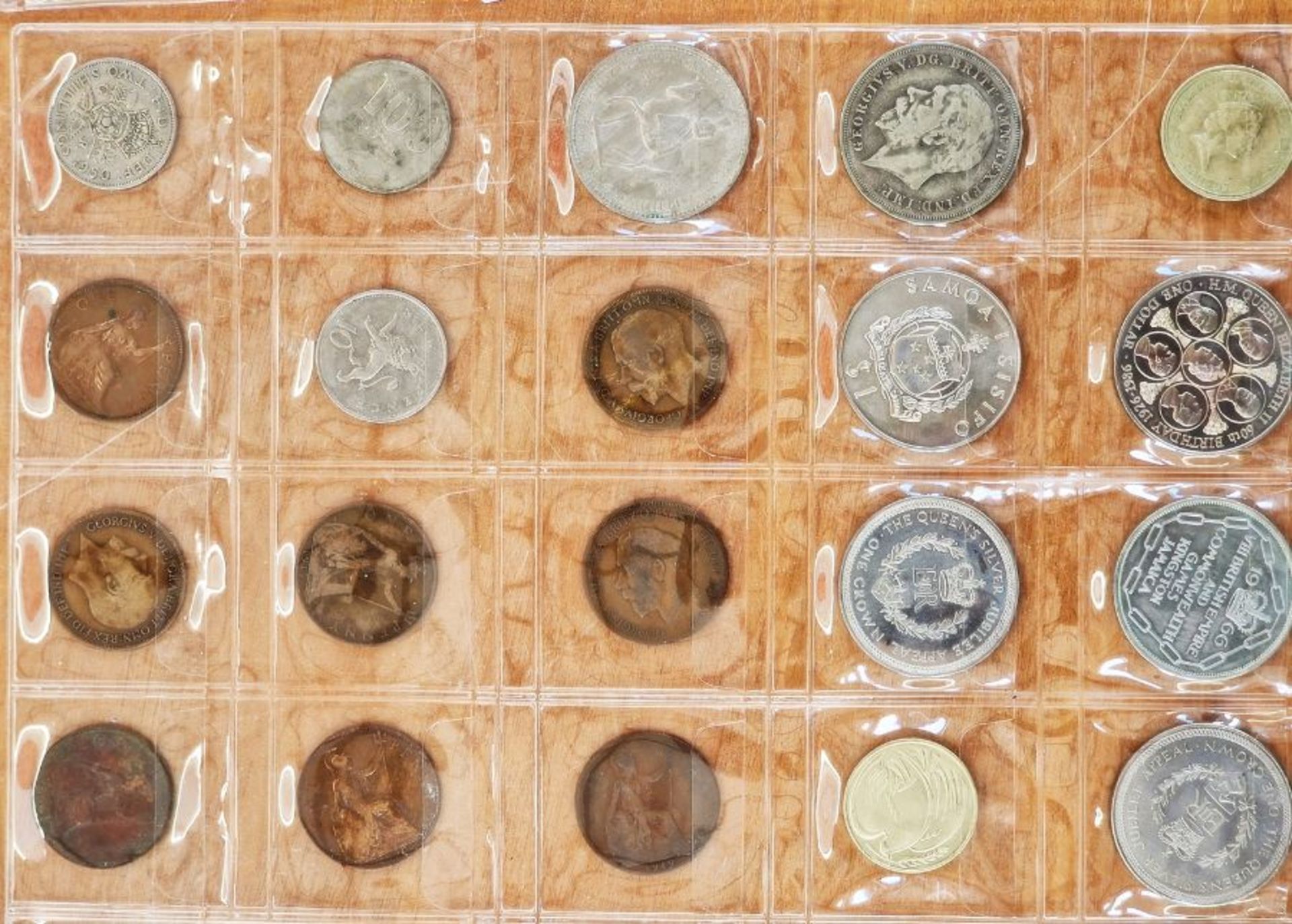 A large collection of English and World Coins contained within 17 sheets, some English silver, - Image 16 of 19