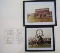 Horse racing memorabilia to include signed race cards, framed photographs and badges, to include