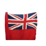 Two red ensign (240 x 120cm and 300 x 150cm approx), two Cross of St. George pennants and a tin army