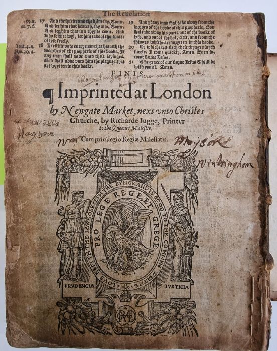 Bible - English (Bishop's Bible) published Richard Jugge circa 1575, four separate subsection tp, - Image 6 of 22