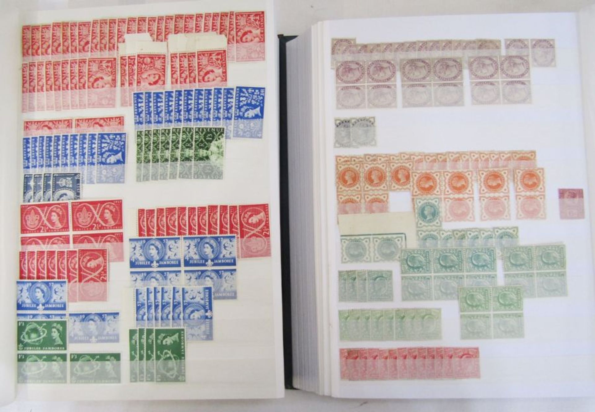GB: Box of 3 large stock books of QV-QEII mint pre-decimal definitives including regionals, - Image 6 of 10