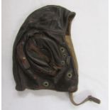 WWII era leather flying helmet. Lancaster bomber flight engineer notes dated March 1944. 103