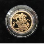 Gold proof sovereign 1998, in Royal Mint box without certificate.
