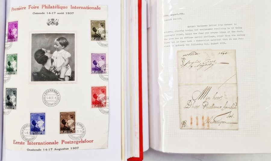 Belgium: Ostend postal history collection in two red sleeved SG ‘Senator’ albums, for the period