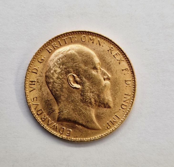 Edward VII (1902-1910), Sovereign, 1909, bare head right,  St George and the Dragon, date below - Image 4 of 4